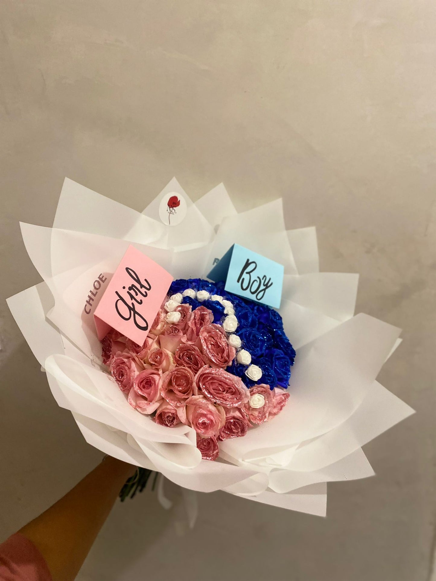 Bouquet de fleurs naissance boy and girl à personnaliser