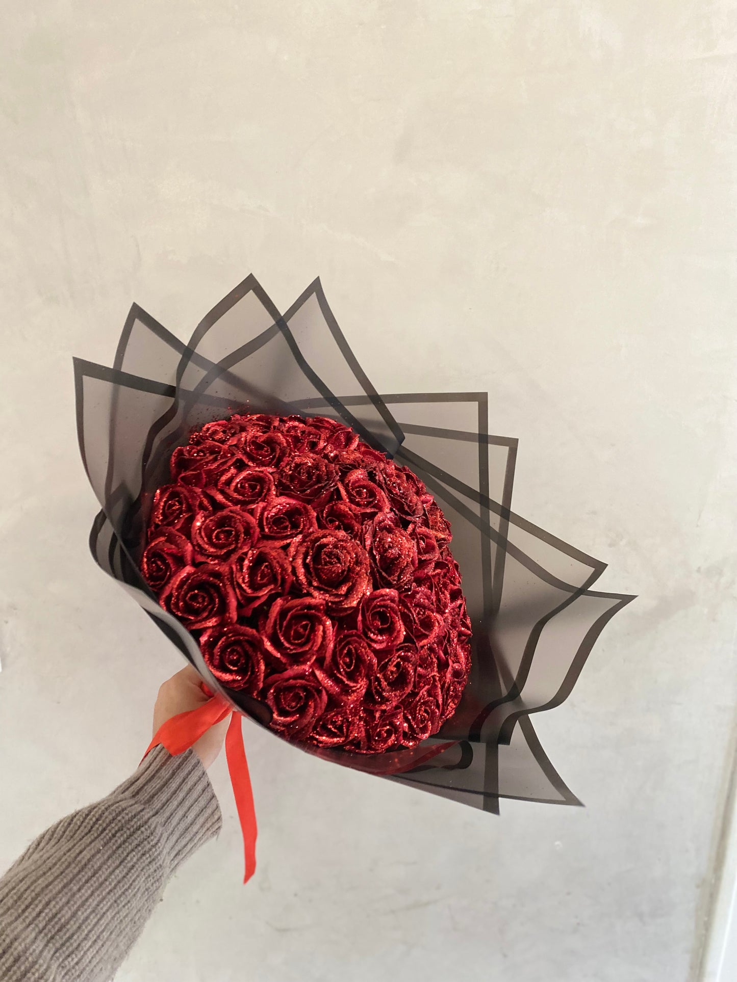 Bouquet éternelle rouge pailletés