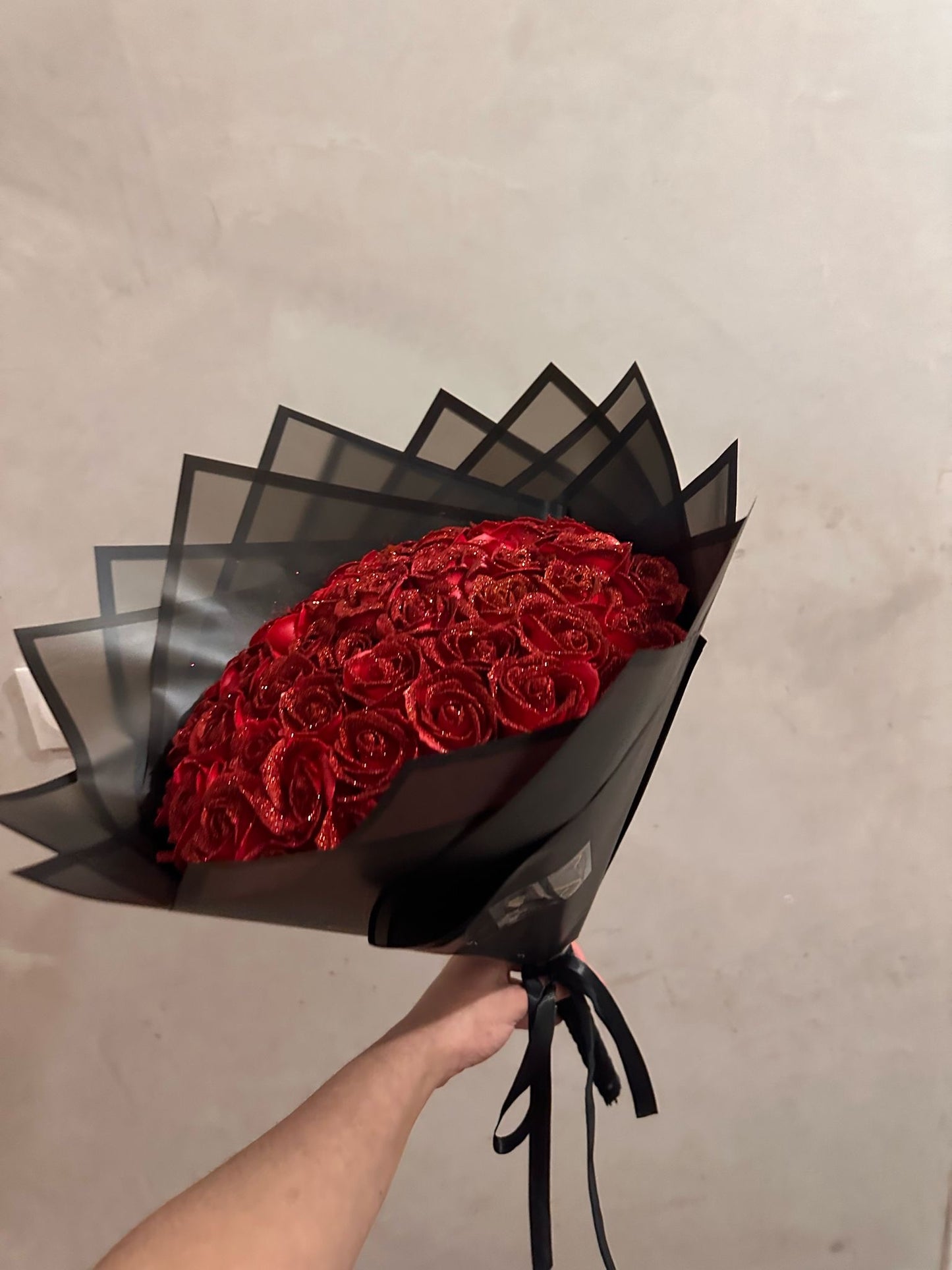 Bouquet éternelle rouge pailletés