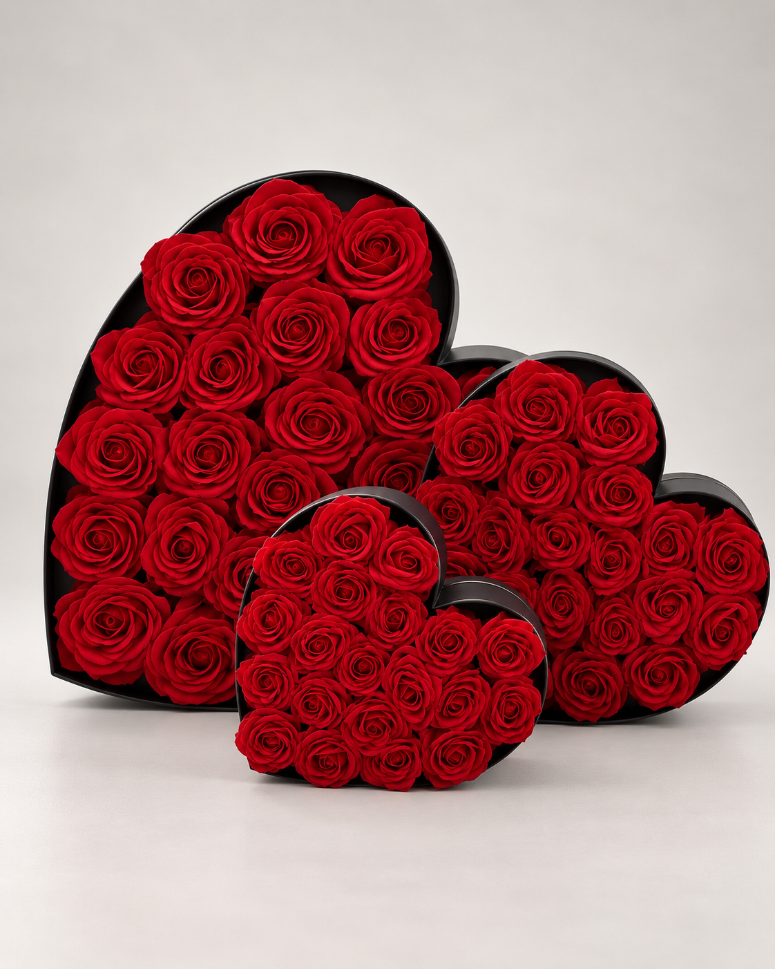 Coffret cœur à cœur – Roses éternelles rouges