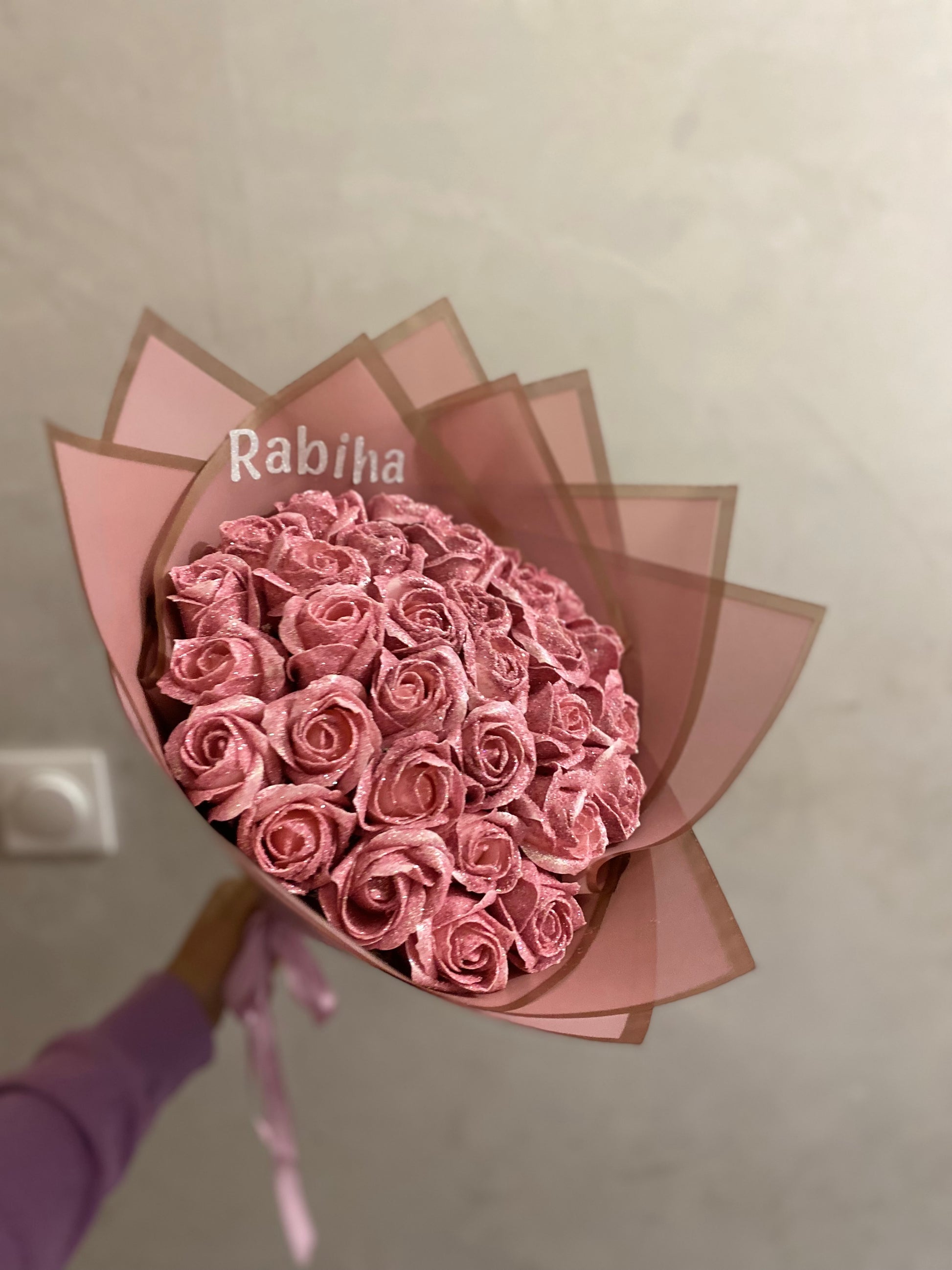  Bouquet éternelle Rosalba bouquet de roses éternelles brillantes  avec prénom