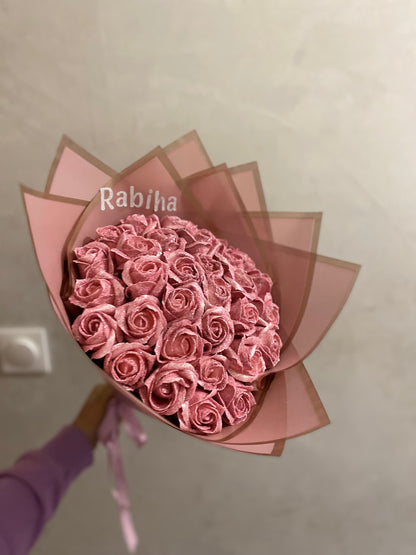  Bouquet éternelle Rosalba bouquet de roses éternelles brillantes  avec prénom