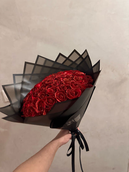  Bouquet éternelle rouge pailletés 