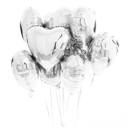 Ensemble  de ballons argenté en forme de coeur