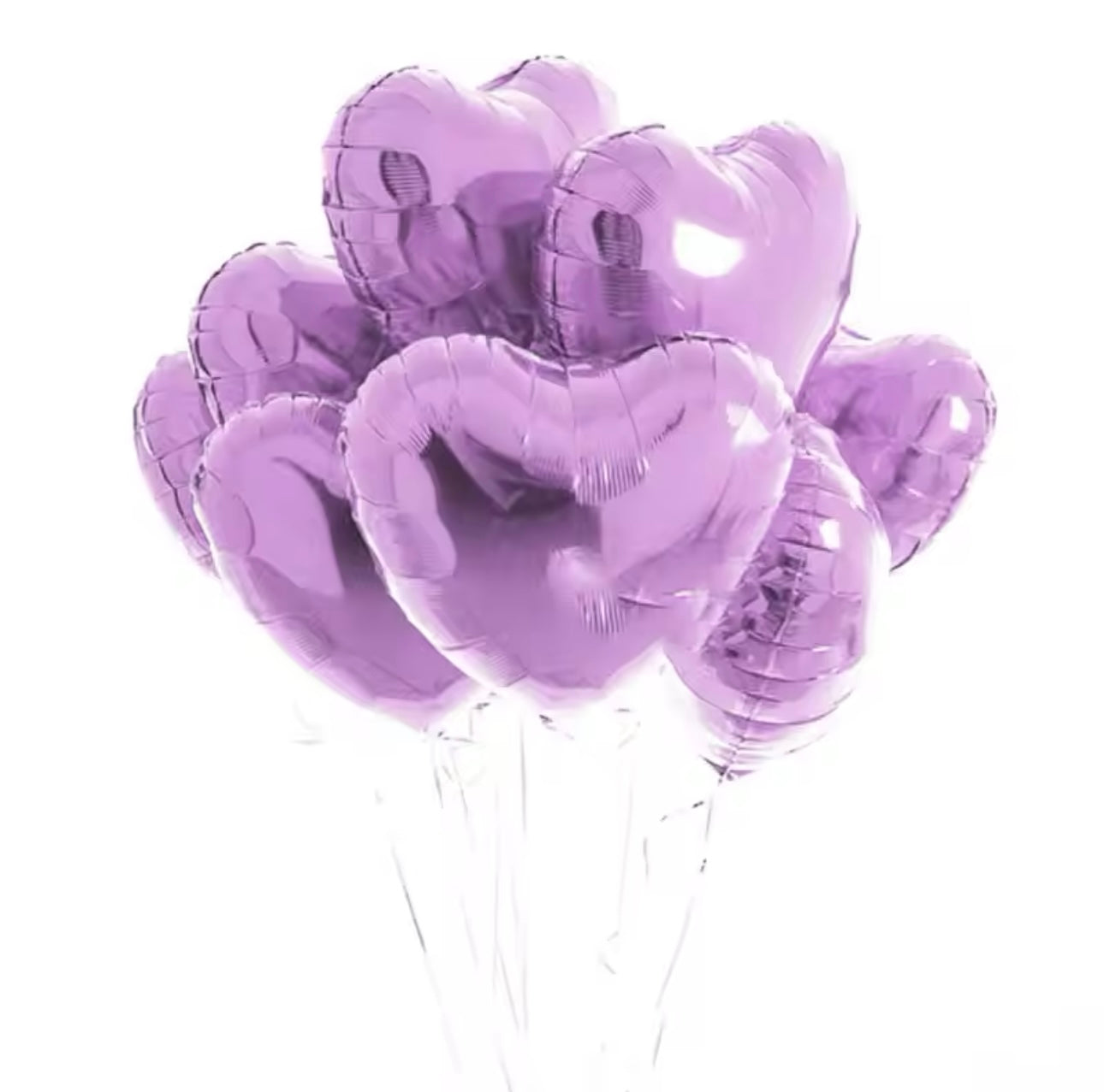 Ensemble  de ballons lilas en forme de coeur