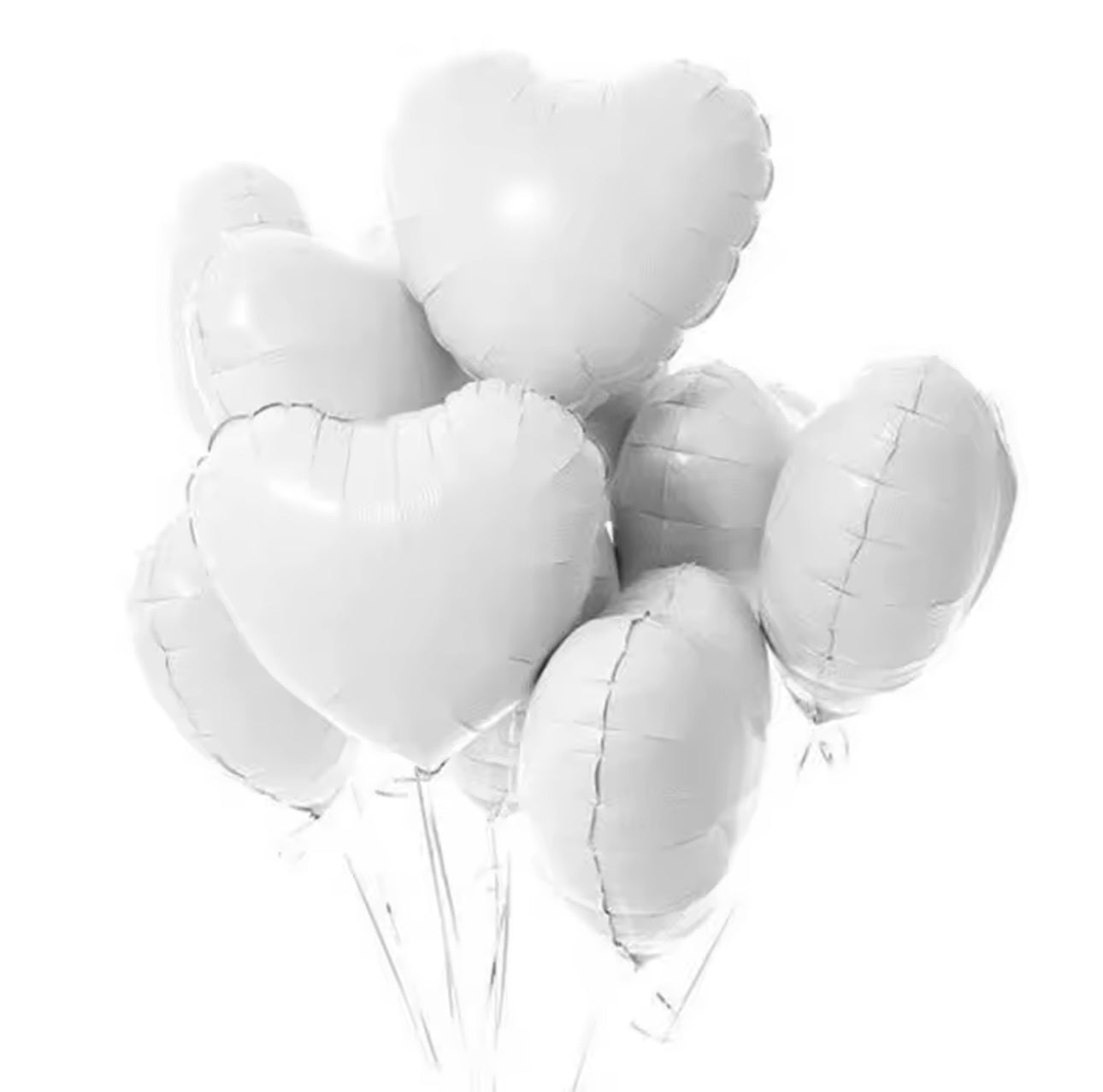 Ensemble  de ballons lilas en forme de coeur blanc