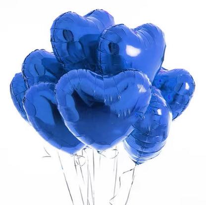 Ensemble  de ballons lilas en forme de coeur bleu foncé