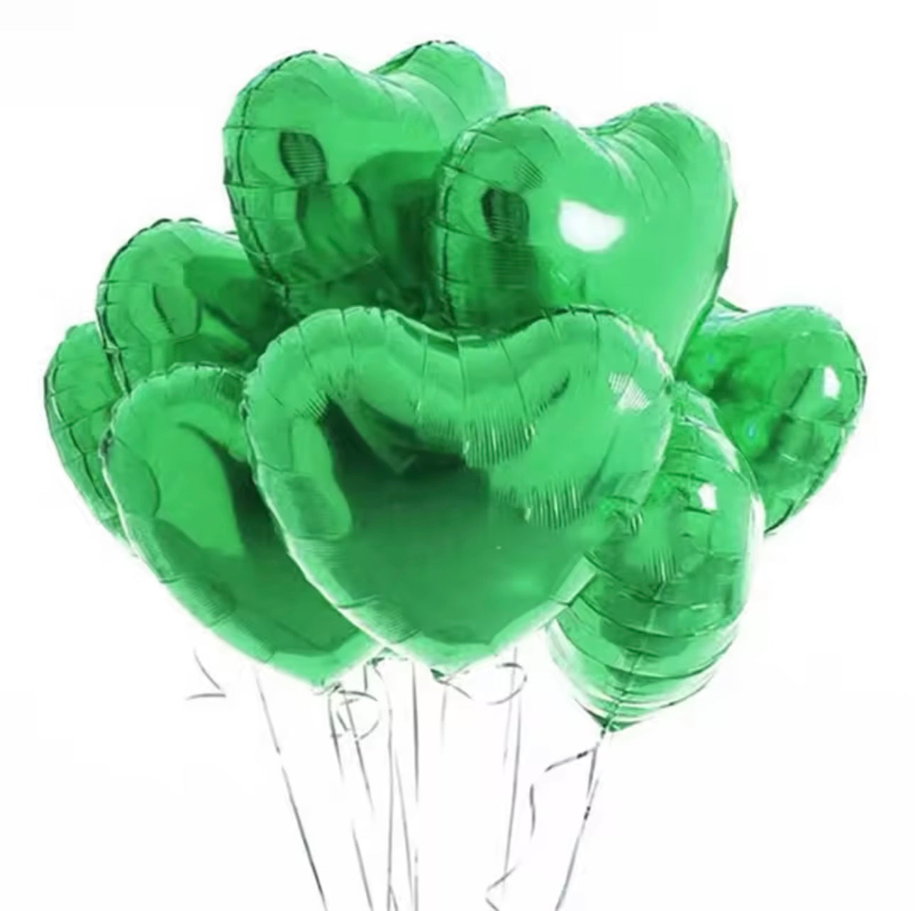 Ensemble  de ballons lilas en forme de coeur vert
