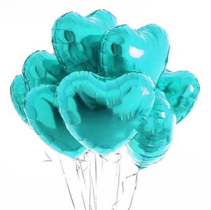 Ensemble  de ballons lilas en forme de coeur turquoise