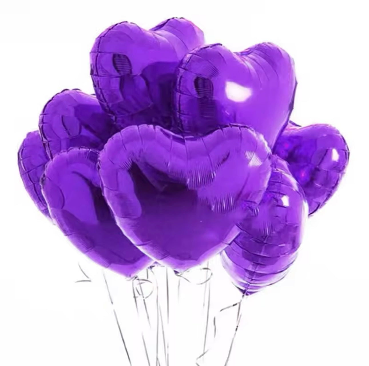 Ensemble  de ballons violet en forme de coeur