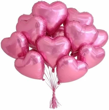 Bouquet de ballons cœurs rose vif métallisés avec rubans