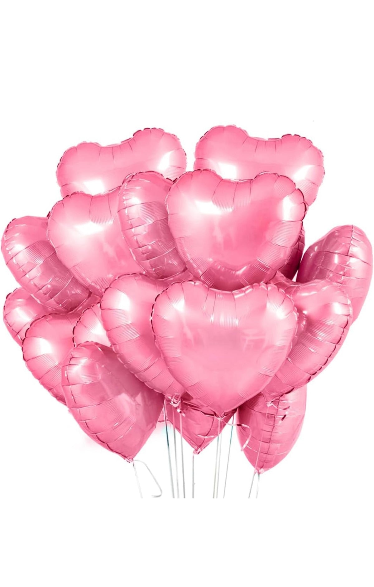 Bouquet de douze ballons cœurs rose clair avec rubans