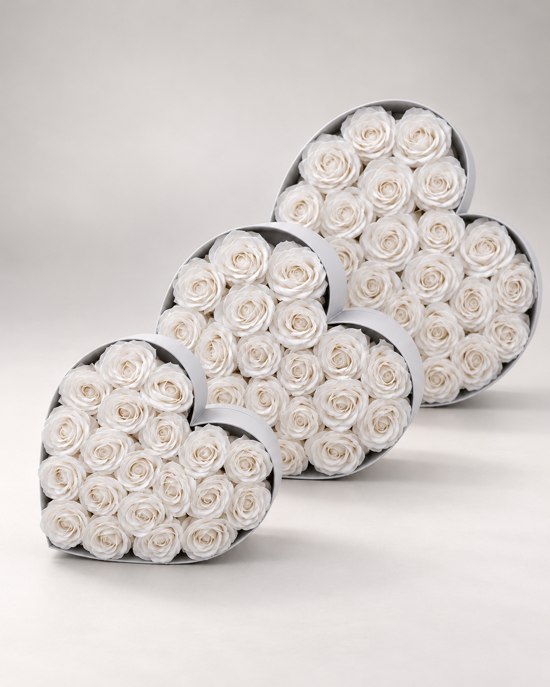 Coffret Doux Secret, cœur de roses éternelles blanc crème