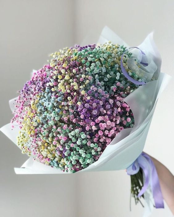 Bouquet DOLLY de gypsophile pastel, autre vue réelle