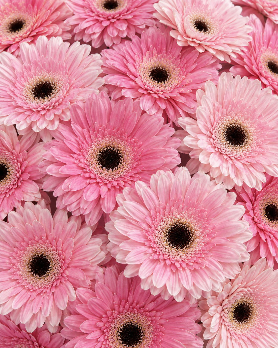 Gros plan sur les gerberas roses du bouquet GEORGIA