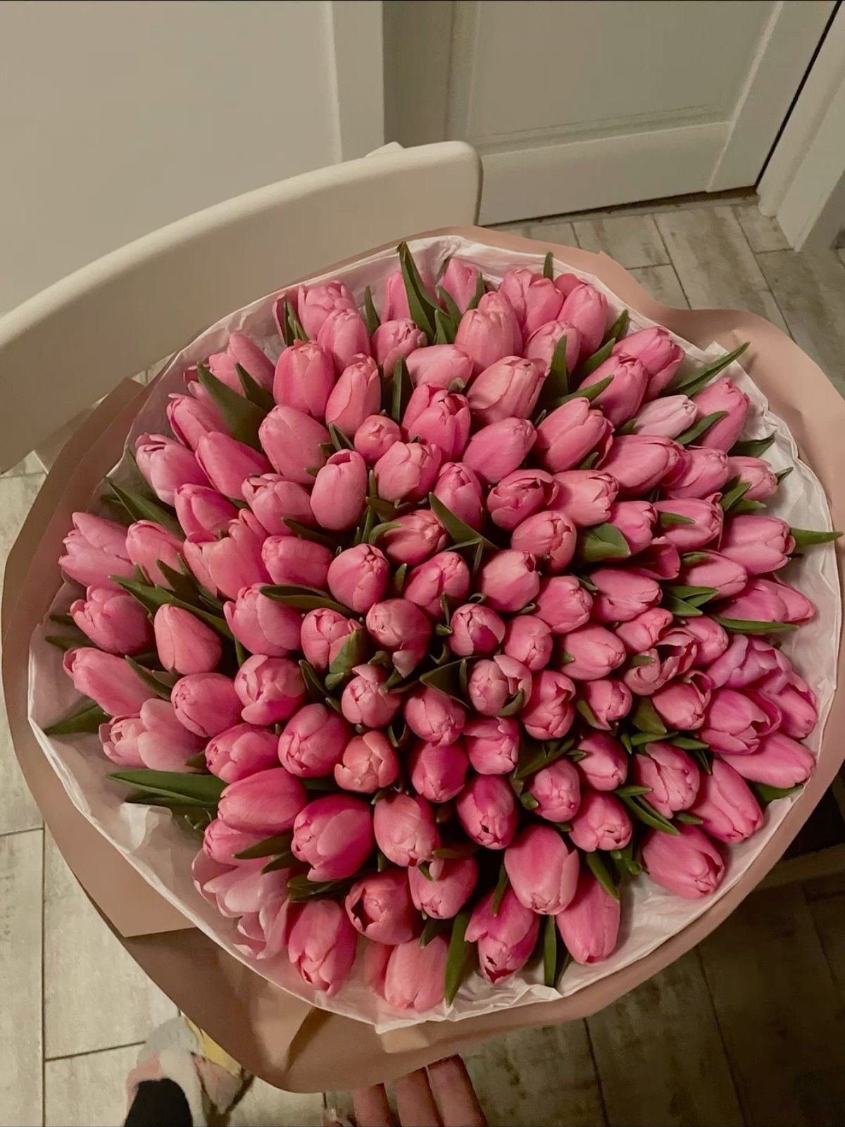 Bouquet LUNA de tulipes roses fraîches, photo réelle