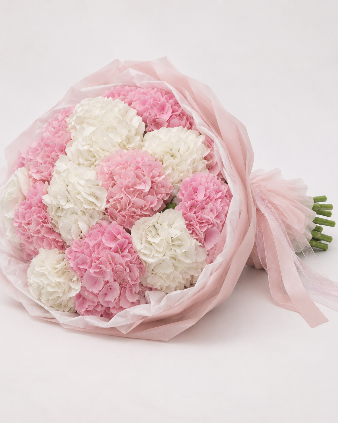 Bouquet MILLA d'hortensias frais, vue de côté