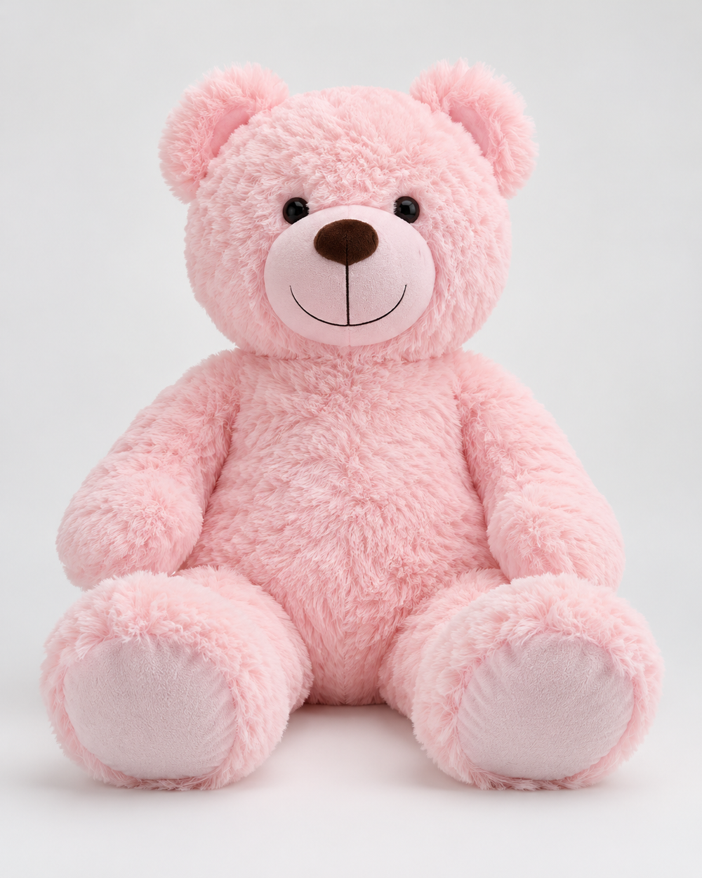 Ours Bonbon, ours en peluche rose tout doux, vue de face