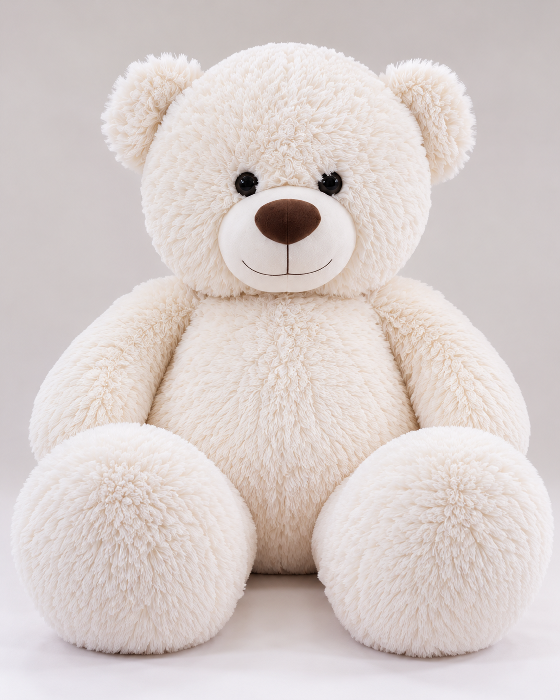 Ours en peluche blanc crème Guimauve assis, autre angle