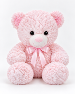 Ourson Tendre Amour, ourson en peluche rose avec ruban, vue de face