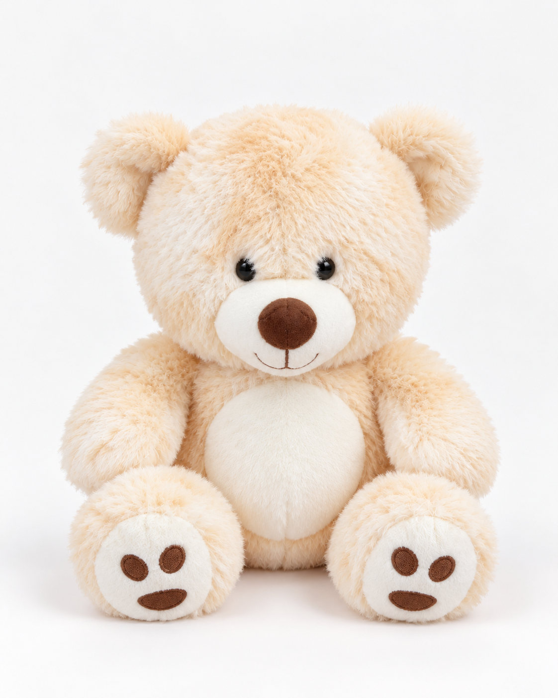 Ourson en peluche beige crème Tendresse avec coussinets sous les pattes, autre angle